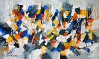 Mashkoor Raza, 36 x 60 Inch, Oil on Canvas, Abstract Painting, AC-MR-519